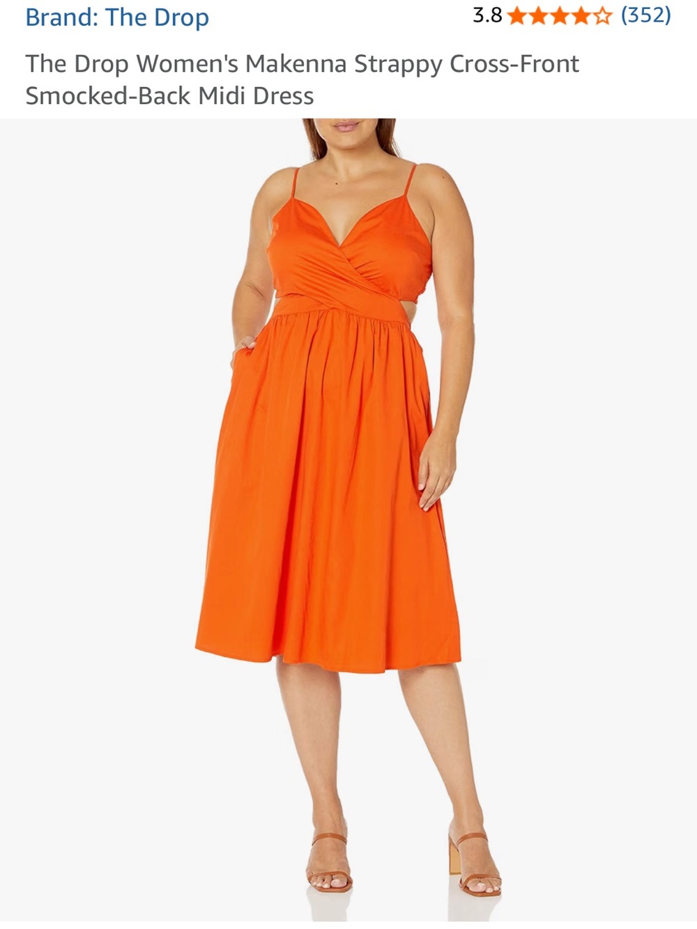 The Drop Women’s Strappy Wrap Midi Dress in Orange